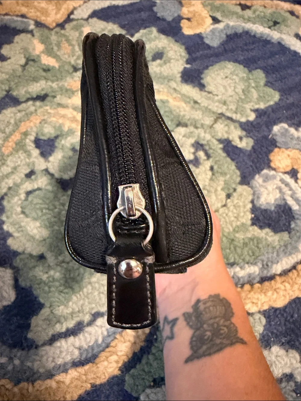 Coach Black Signature Small Zip Pouch